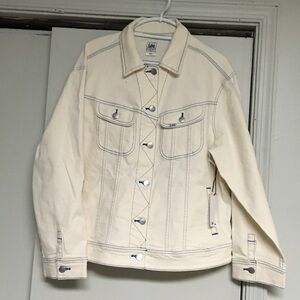 Lee Cream-Tone Women's Denim Jacket with Contrast Stitching XL